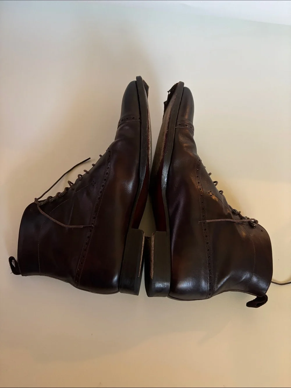 COBBLER UNION Balmoral Brogue Boots in Museum Brown Size 10.5